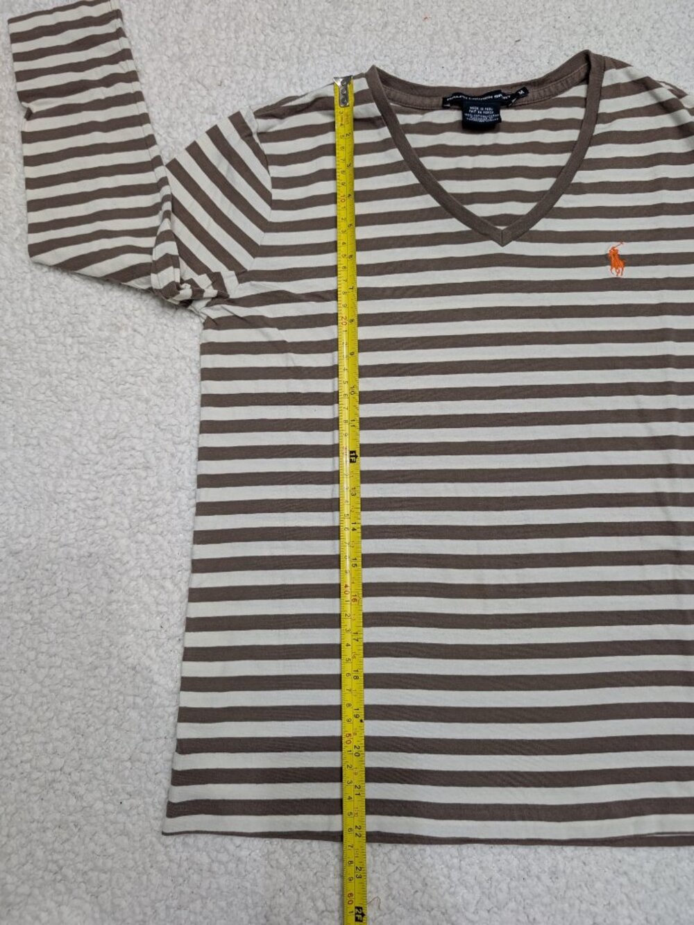 Polo Ralph Lauren Sport Striped V Neck Long Sleeve Top M - Picture 5 of 6